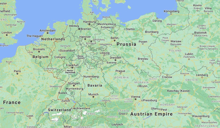 Google Maps - mapa europy XIX wiek