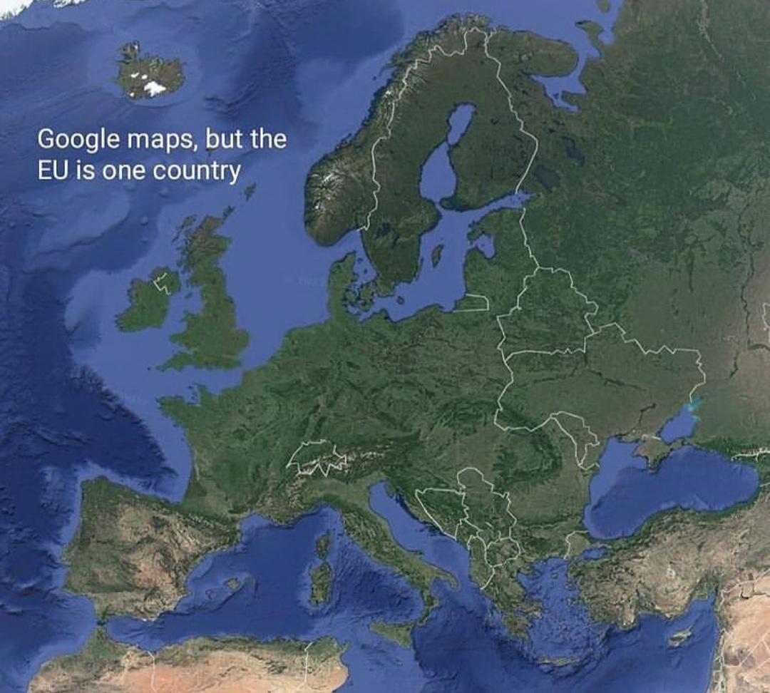 Unia Europejska jako jeden kraj na Mapie Google