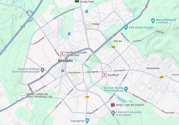 Mapa Koszalina