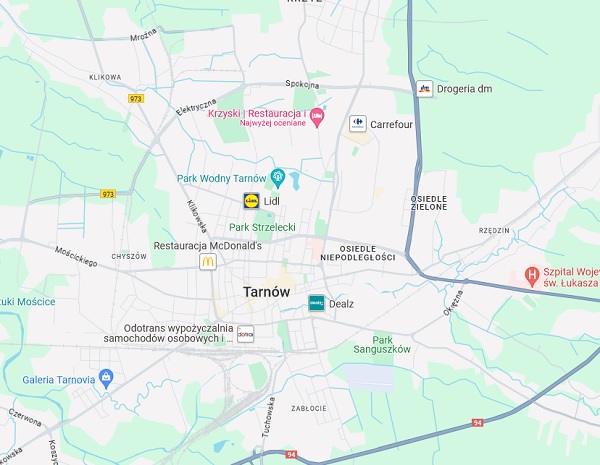 Mapa Tarnowa