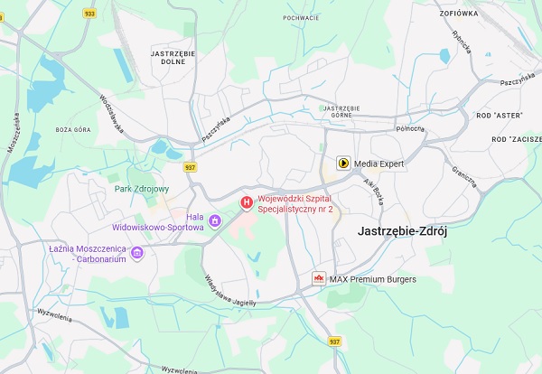 Mapa Jastrz�bia-Zdr�j