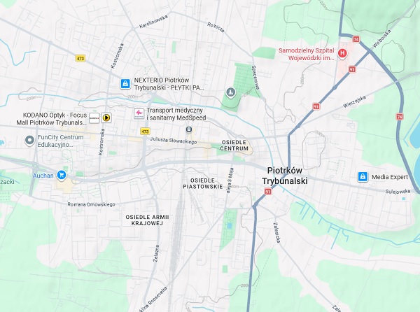 Mapa Piotrkowa Trybunalskiego
